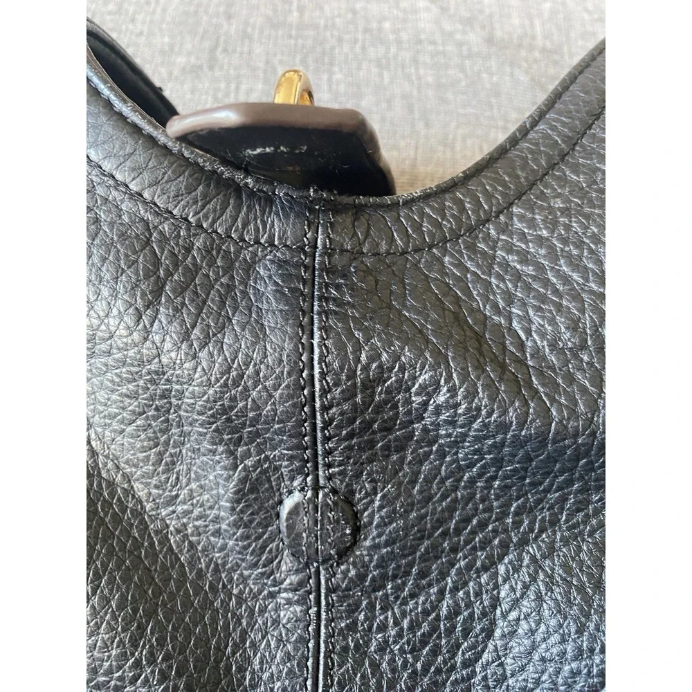 Tignanello Black Pebbled Leather HoBo Shoulder Bag Hand Bag Gold Tone